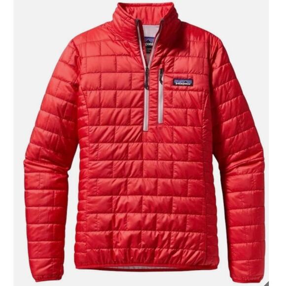 Patagonia Jackets & Blazers - Patagonia Nano Puff Pullover Puffer Jacket Quarter Zip Quilted Red Womens Medium